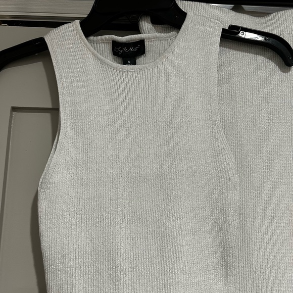 Silver Knit Crop Top and Skirt Set - Picture 2 of 3